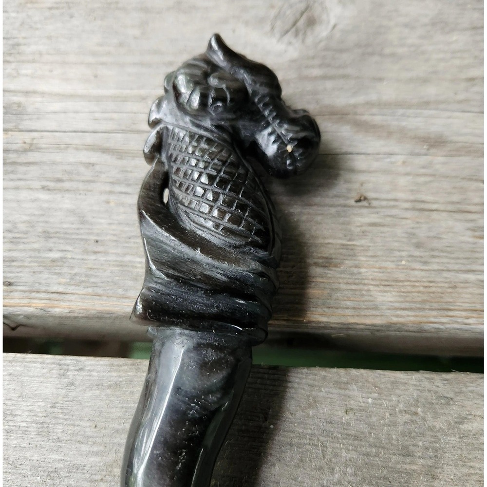 Carved Seahorse Gold Obsidian, Handmade Protection Stone Sculpture